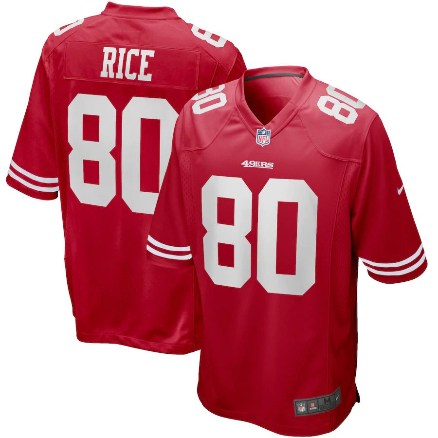 Men San Francisco 49ers #80 Jerry Rice Nike Scarlet Game Retired Player NFL Jersey